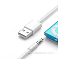 Portable White 10cm 3.5mm male aux audio plug jack to usb 2.0 female usb converter cable